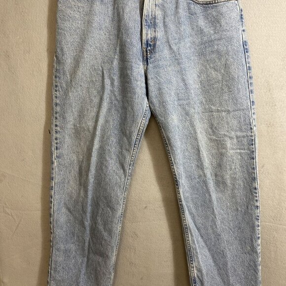Levis 501 Strauss Signature Men's Blue Fly Button‎ Relaxed Fit Jeans Size 36x30 - Picture 1 of 9